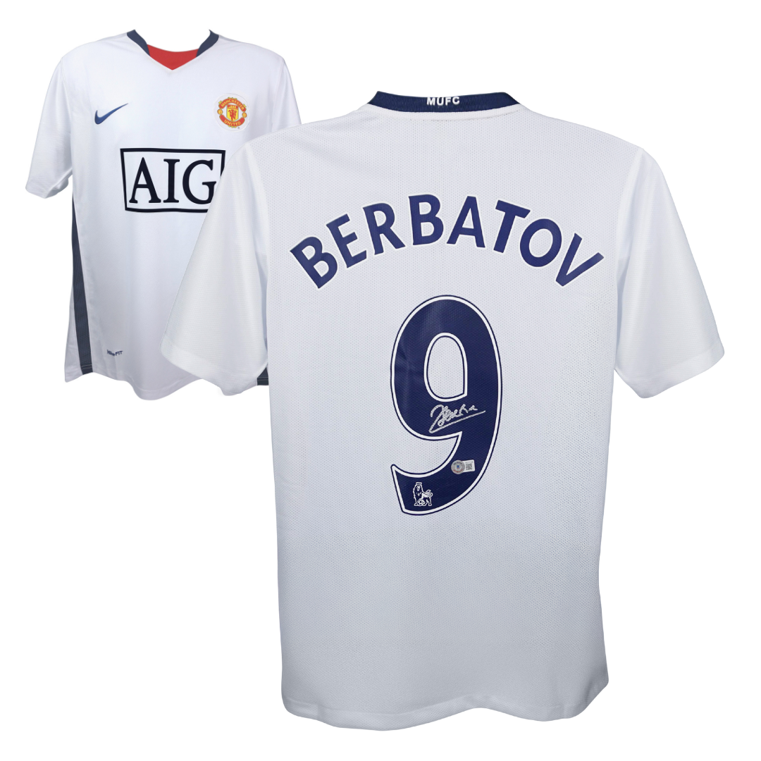 Dimitar Berbatov Signed Manchester United Soccer Jersey #9 with Beckett COA